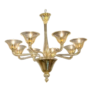 Murano Gold 8 Arm Chandelier