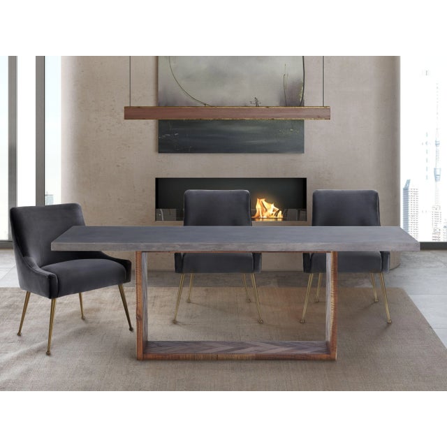 Beatrix Grey Velvet Side Chair with Gold Legs For Sale - Image 9 of 12