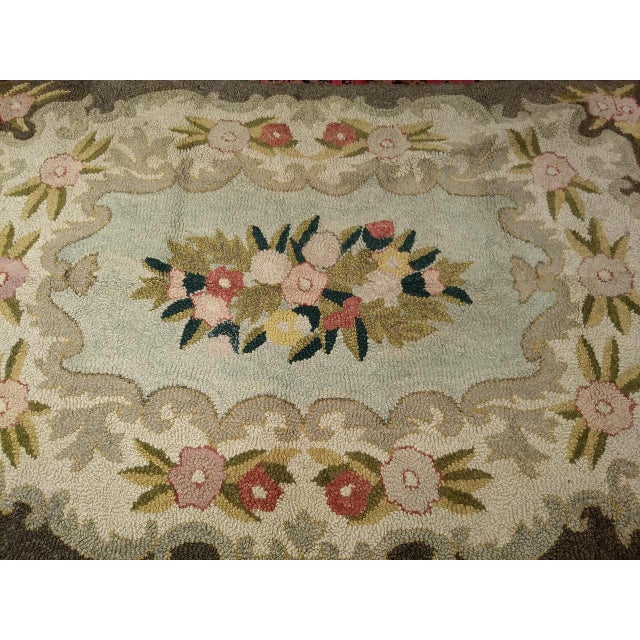 Vintage American Hand Hooked Rug, Wool & Cotton, Floral Pattern, Folk Art, 4x6 For Sale - Image 15 of 15