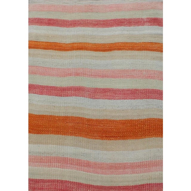 Textile Multicolored Vintage Kilim Runner Turkish in Multi Color in Stripe Design For Sale - Image 7 of 10