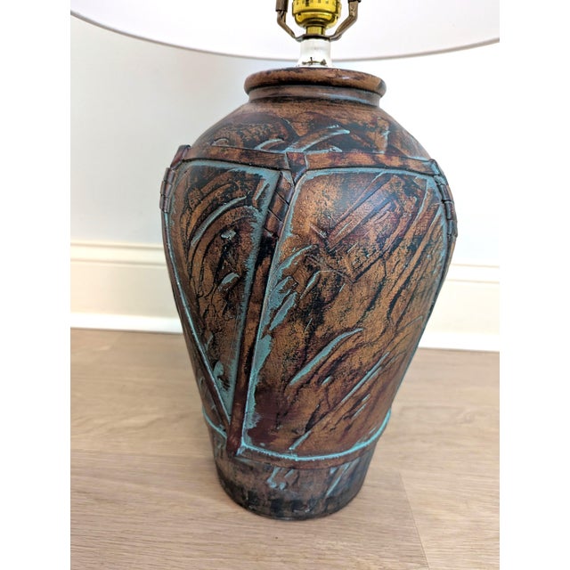 Rustic 1990s Postmodern Ceramic Lamp Brutalist Style by Elite Lighting For Sale - Image 3 of 13