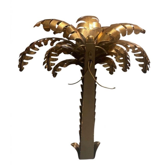 2000 - 2009 Vintage Hollywood Regency Style Metal Palm Tree Wall Sconce For Sale - Image 5 of 10