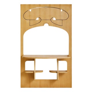 Italian Birch Wall-Mounted Folding Table with Shelves by Anonima Design, 1970 For Sale