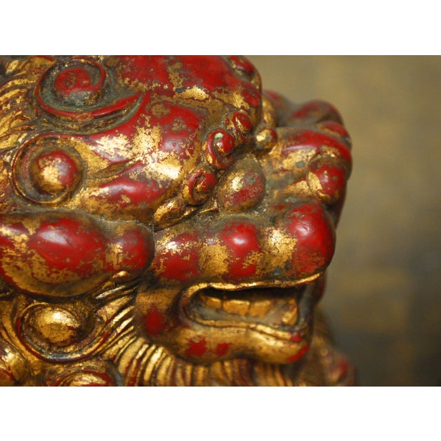 Large Chinese Gilt Temple Foo Dogs Pair Chairish