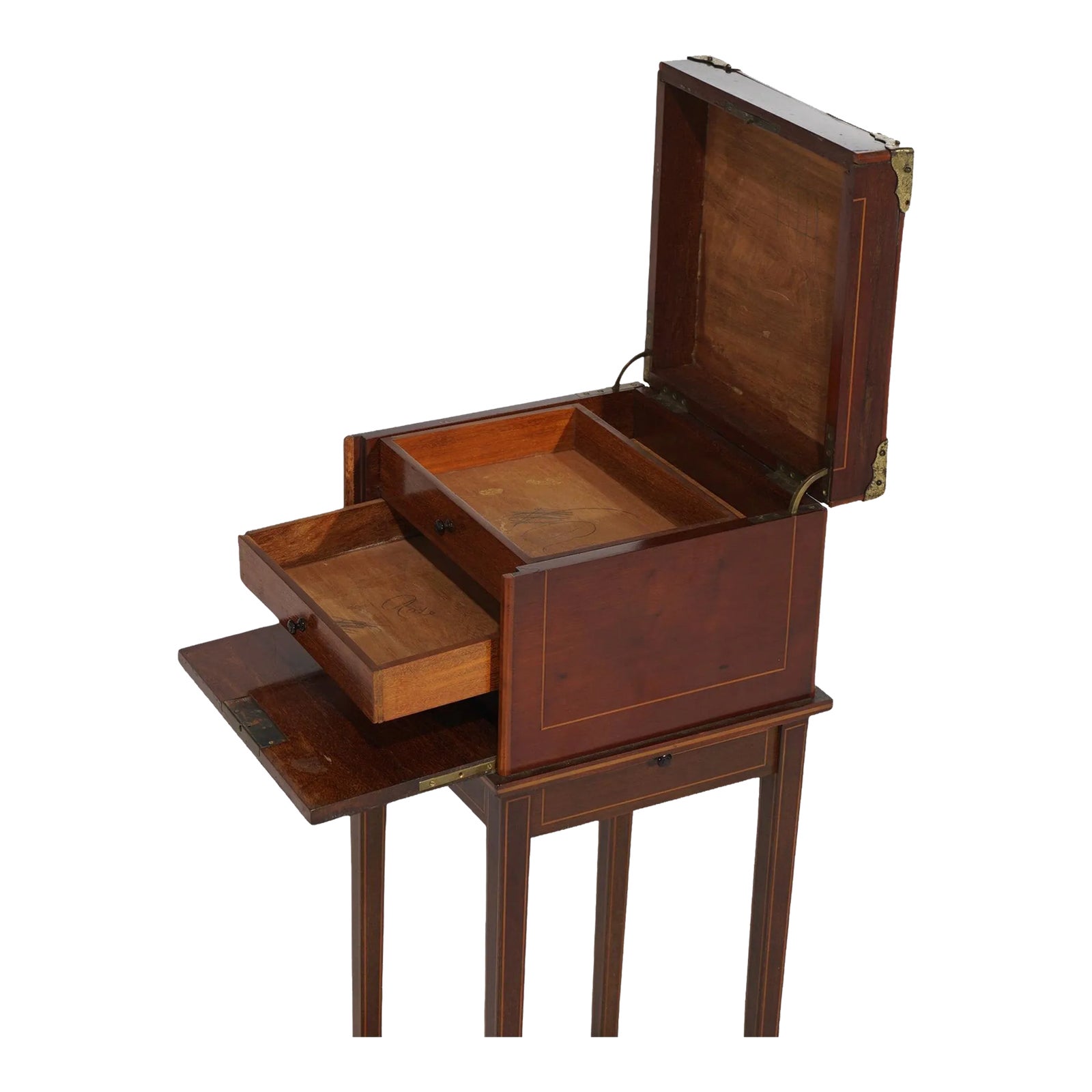 Antique English Hepplewhite Satinwood Banded Mahogany Sewing Stand 19th ...