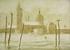 Franco Marzilli, View of Venice, Oil Painting, 1970s