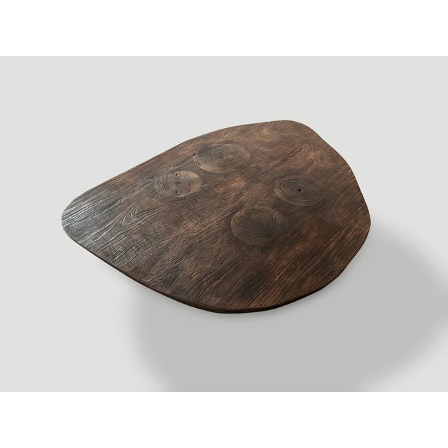 Andrianna Shamaris Single Charred Minimalist Teak Wood Coffee Table For Sale - Image 11 of 18