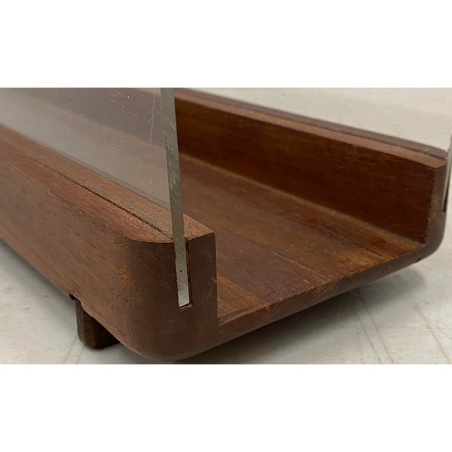 Transparent Ernest Sohn Siamese Teak & Acrylic Magazine Holder C.1960 For Sale - Image 8 of 9