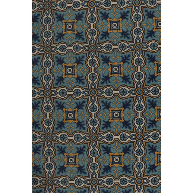Neoclassical Vintage Needlepoint Rug in Blue With Geometric Patterns, From Rug & Kilim For Sale - Image 3 of 7
