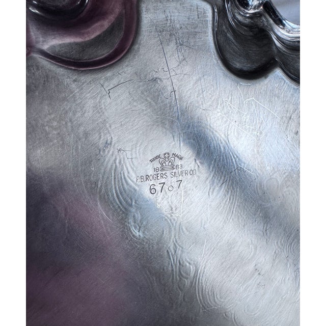 Metal Vintage F B Rogers Silver Plate Footed Tray For Sale - Image 7 of 14