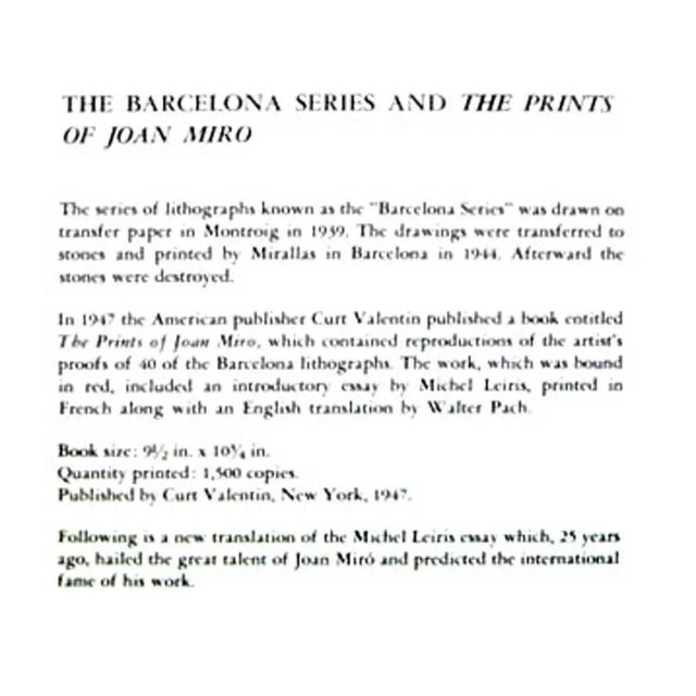 1940s Joan Miro Lithograph 1947 Limited Edition (Barcelona) With Cat. Ref: C13 + Frame Included For Sale - Image 5 of 6