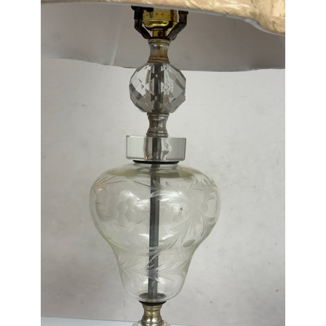 Traditional Vintage Cut Glass Table Lamp For Sale - Image 3 of 12