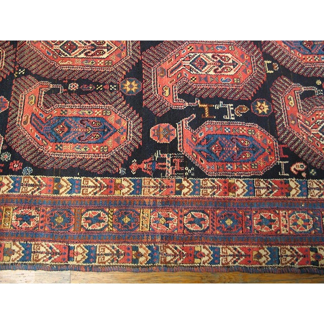 Tribal 1880s Black Tribal Antique s.e. Persian Afshar Paisley Rug 4'2" X 6'3" Handknotted Wool Carpet For Sale - Image 3 of 6