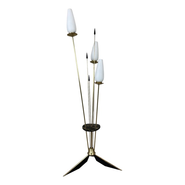 Vintage Brass Floor Lamp from Lunel, 1950s For Sale
