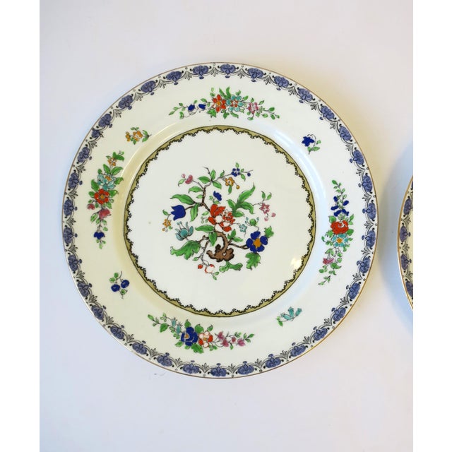 English Adderley Porcelain Plates With Floral Chintz Design - a Pair For Sale - Image 4 of 10