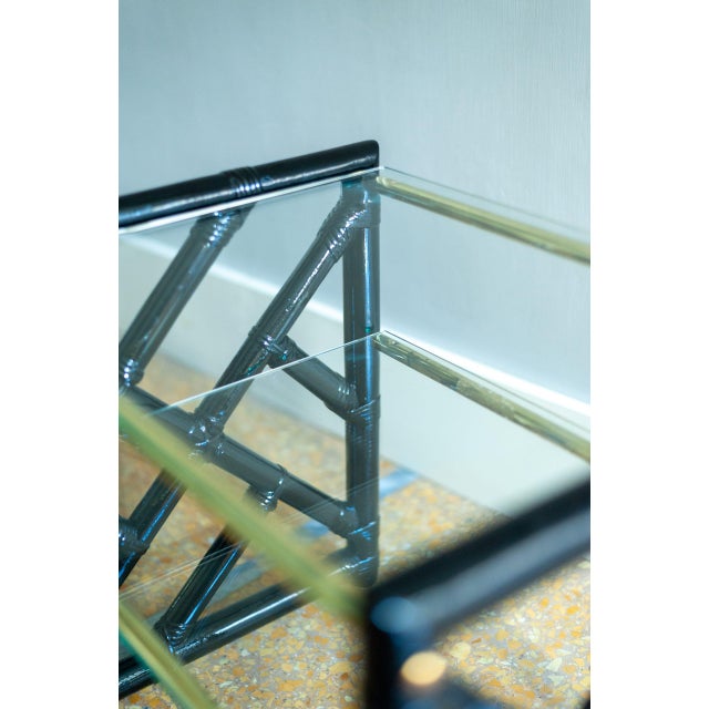 Black Lacquered Bamboo Bedside Tables, 1970s, Set of 2 For Sale - Image 6 of 10