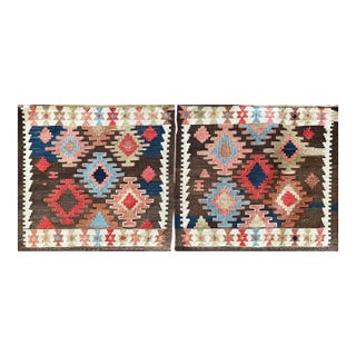 Antique Shahsavan Kilim/Rug, C-1900's, a Pair 19" X 21" Each For Sale