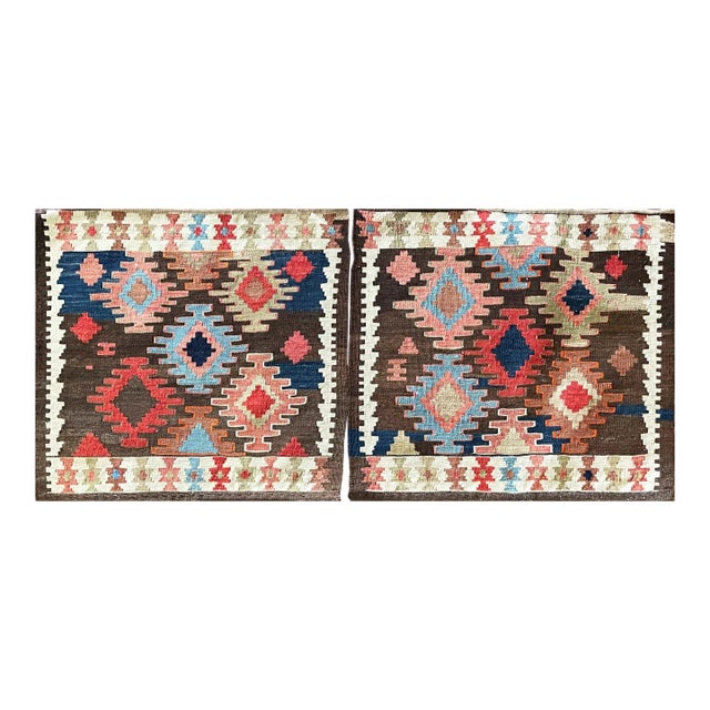 Antique Shahsavan Kilim/Rug, C-1900's, a Pair 19" X 21" Each For Sale