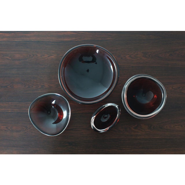 Orrefors Selena Glass Bowl by Sven Palmqvist for Orrefors, 1950s, Set of 4 For Sale - Image 4 of 10