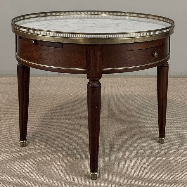Antique French Louis XVI Mahogany Marble Top Bouillotte Table For Sale In Dallas - Image 6 of 18