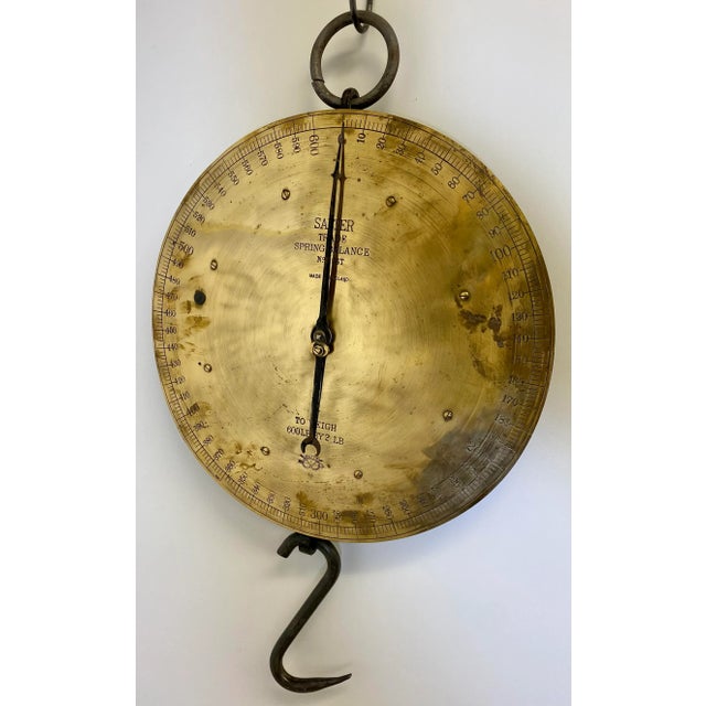 Huge 600Lb Capacity Brass Salter Spring Balance Scale # 85 T From England - Circa 1920 For Sale - Image 12 of 13