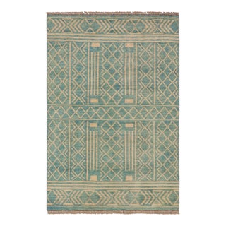 Shabby Chic Balochi Blue/Beige Wool Rug - 3'2''x5'1'' For Sale