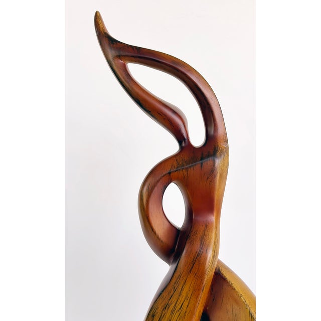 1980s Organic Modern Carved "Spiral" Abstract Wood Sculpture on Acrylic Cube Base For Sale - Image 10 of 11