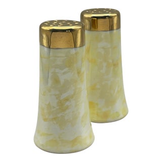 Mid 20th Century Marbled Iridescent Salt and Pepper Shakers- a Pair For Sale