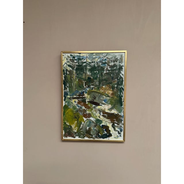 Original Vintage Swedish Oil on Canvas – “Forest” by Rune Persson – Signed – Framed – 67 × 48 cm (26.4" × 18.9") incl....