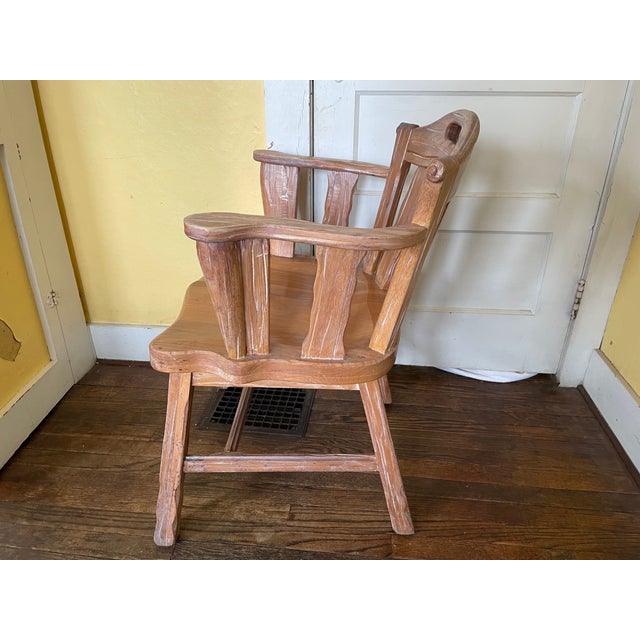 Rustic Vintage 1963 Attributed to A. Brandt Ranch Oak Rustic Blonde Captains Chair For Sale - Image 3 of 12