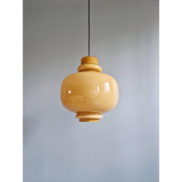 Scandinavian Pendant Light in Mustard-Colored Opaline Glass by Hans-Agne Jakobsson for Staff Leuchten, 1970s For Sale - Image 15 of 16