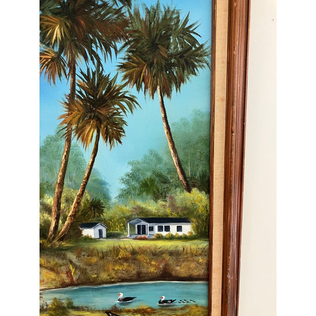 Mid 20th Century Large Vintage Florida Landscape Painting by M. Winslow For Sale - Image 5 of 11