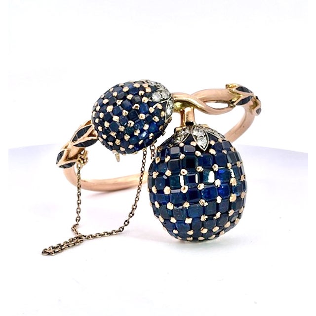 1960s Rose Gold Bypass Watch With 22ct Sapphire and Diamond Clusters, Uk For Sale - Image 4 of 11