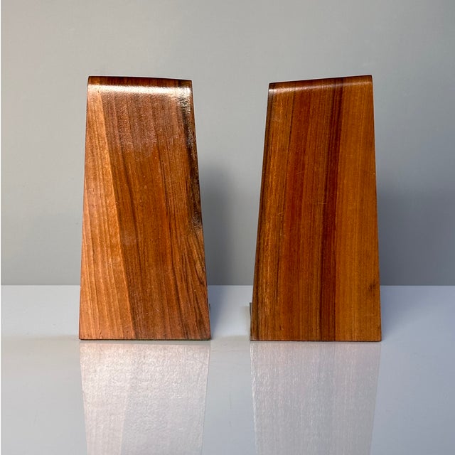 Brown Mid-Century Modern German Bookends in Walnut and Brass, 1960s, Set of 2 For Sale - Image 8 of 12
