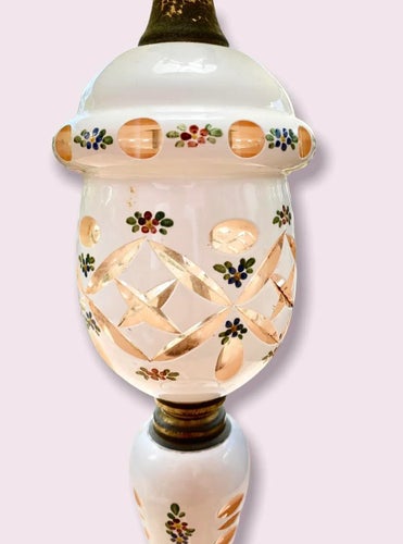 1920s Czechoslovakian Cut to Clear Cased Glass Table Lamp Table Lamps