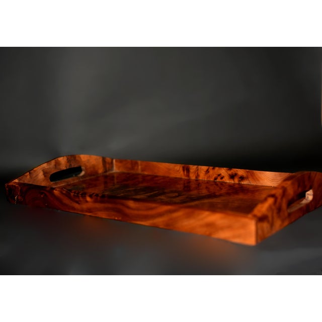Rare Fragrant Thuya Exotic Wood Tray Large 15.5" Solid Wood For Sale In Los Angeles - Image 6 of 18