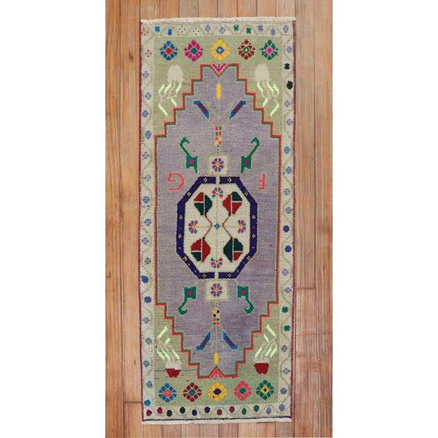 A one-of-a-kind mid 20th century quirky Turkish Anatolian mat rug Details rug no. y1835 size 1' 6" x 3' 9" (46 x 114 cm)