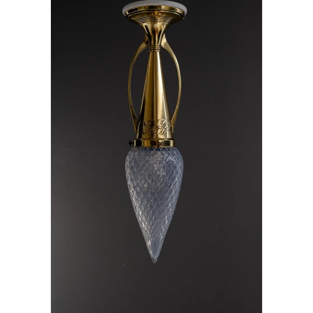 Art Deco Ceiling Lamp with Opaline Glass Shade, Vienna, 1920s For Sale - Image 12 of 12