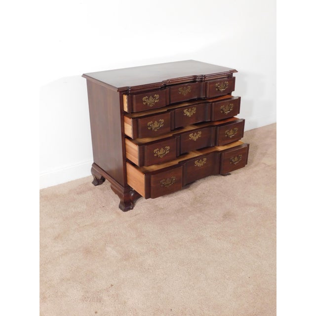 Ethan Allen Dark Cherry Goddard Style Chippendale Dresser Chest Nightstand For Sale - Image 12 of 15