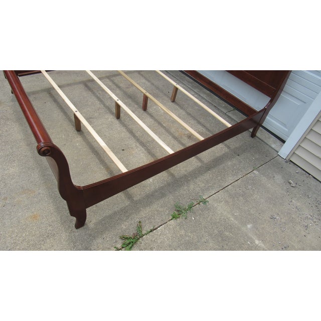 1980s Ethan Allen Georgian Court Cherry King Bed Sleigh Designer For Sale - Image 5 of 7
