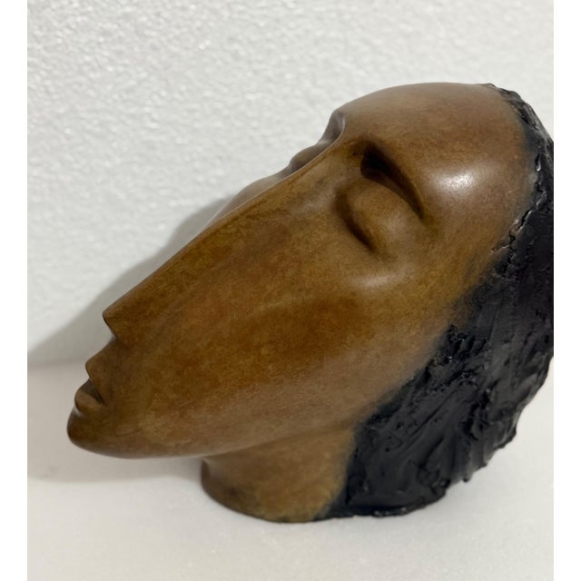 Ruth Bloch, Large Bronze Sculpture Woman Head, After Modigliani, Ruth Bloch Israeli Artist, c.1990's For Sale - Image 18 of 18