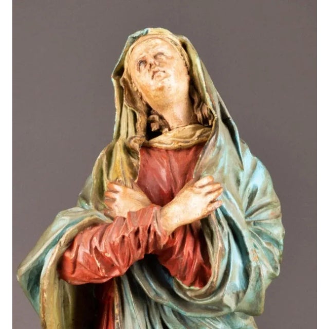 Pair of Italian figures from a crucifixion group: Mary and John, 17th century. Italy Wood, fully carved, colored. Measure:...