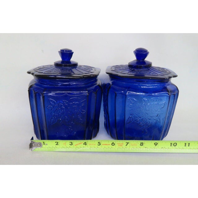 Anchor Hocking Mayfair Cobalt Blue Cookie Biscuit Jars With Lid a Pair Chairish