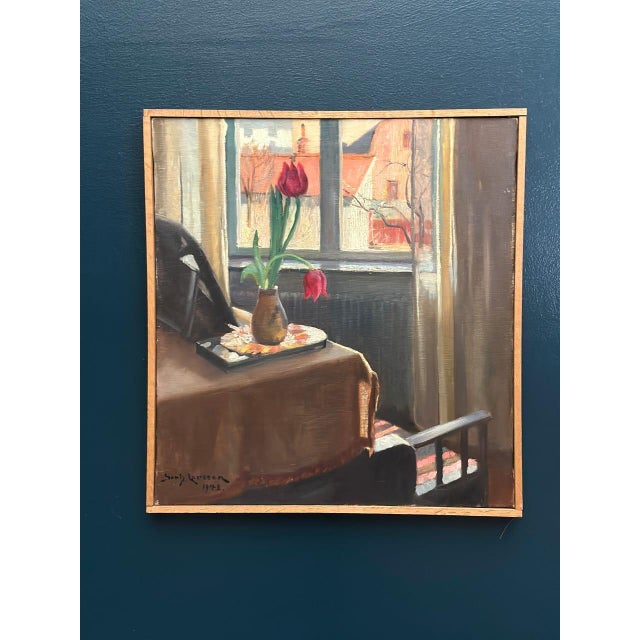 Georg Larsson, View from Window, 1942, Oil on Canvas, Framed For Sale - Image 9 of 16
