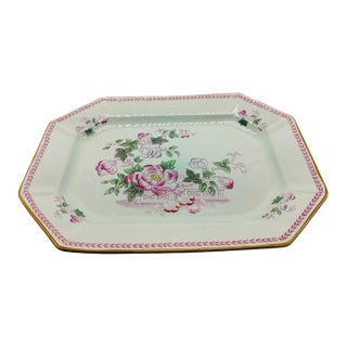 Vintage Chinoiserie Adams China Calyx Ware Metz English Ironstone Octagonal Platter For Sale