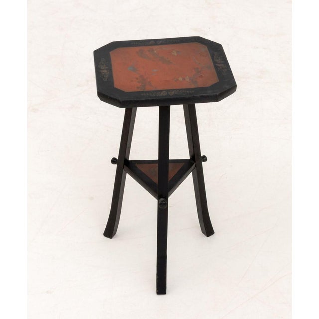 Early 20th Century Japanese Ebonized and Paint-Decorated Tripod Table For Sale - Image 5 of 5