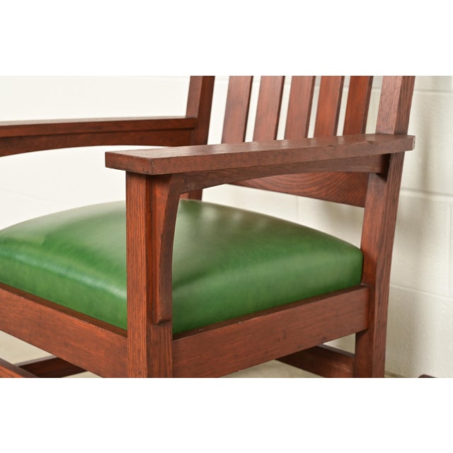 Wood Stickley Brothers Style Antique Mission Oak Arts & Crafts Rocking Chair, Circa 1900 For Sale - Image 7 of 12