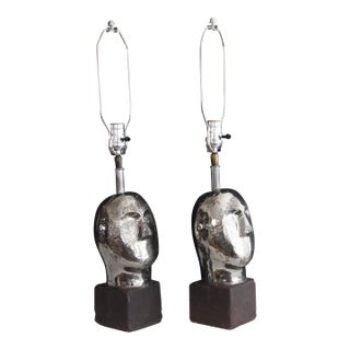 Mid 20th Century Brancusi Style Sculptural Lamps - a Pair For Sale