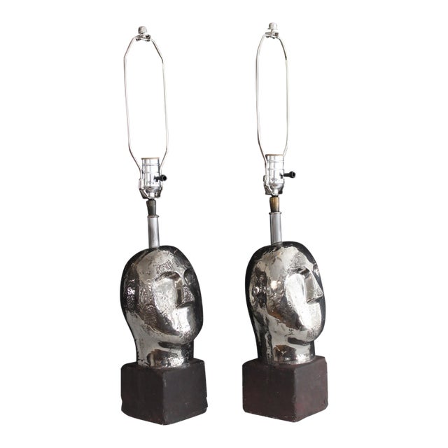 Mid 20th Century Brancusi Style Sculptural Lamps - a Pair For Sale