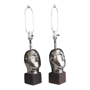 Mid 20th Century Brancusi Style Sculptural Lamps - a Pair